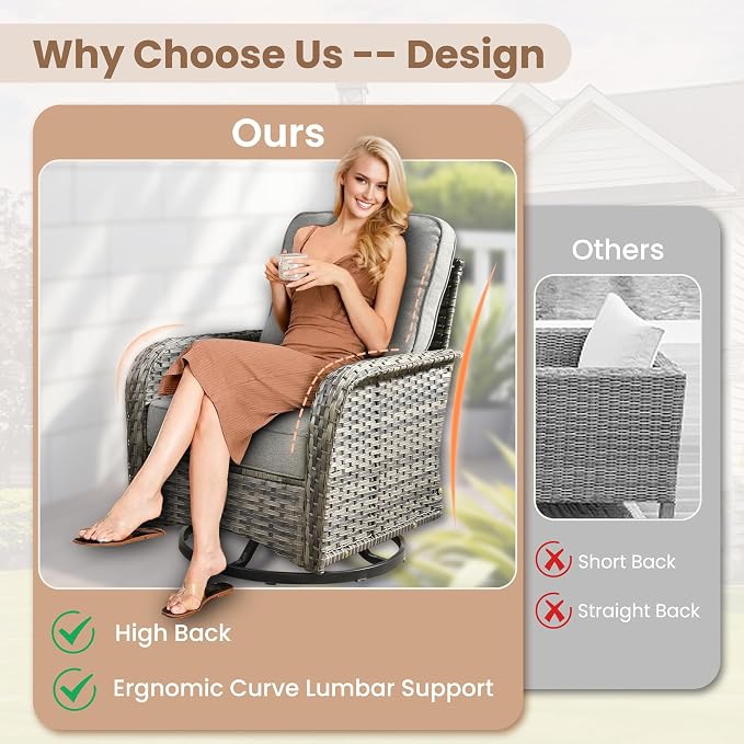 HOOOWOOO Patio Furniture Set, 8 Pieces Outdoor Conversation Set, All Weather - Image 3