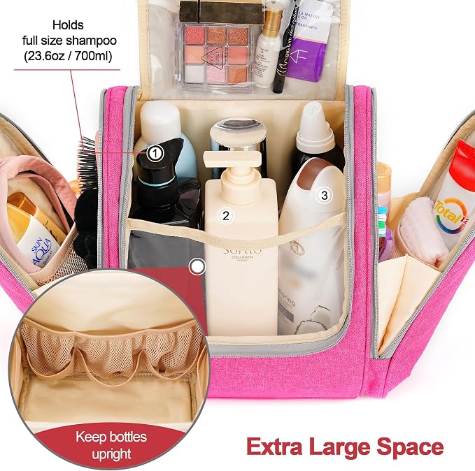 Extra Large Toiletry Bag for Women and Men, 6 Organizer Compartments, Holds - Image 3