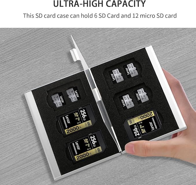 Aluminum SD Card Case, 18Slots Ultrathin SD Card Holder, Memory Card Storage - Image 2
