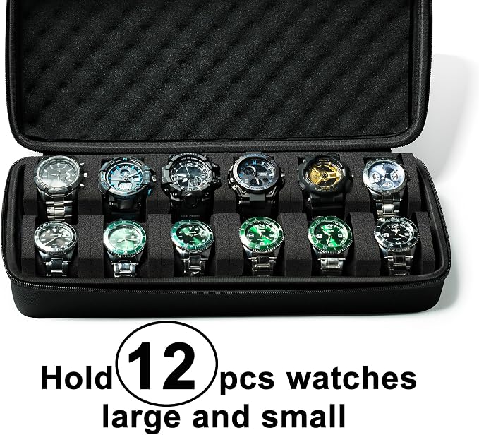 12 slots Watch Case, hard watch travel case, storage box, padded case - Image 2