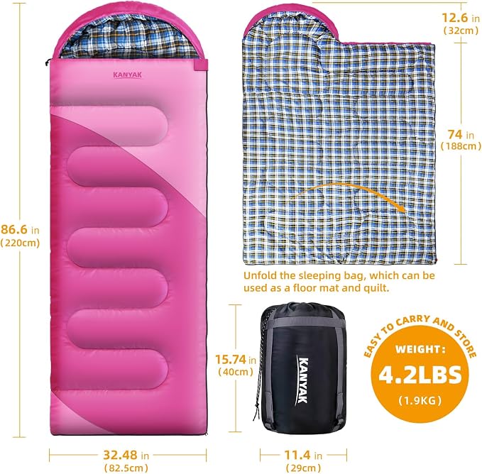 Camping Sleeping Bag, 32℉ Sleeping Bags - Image 2