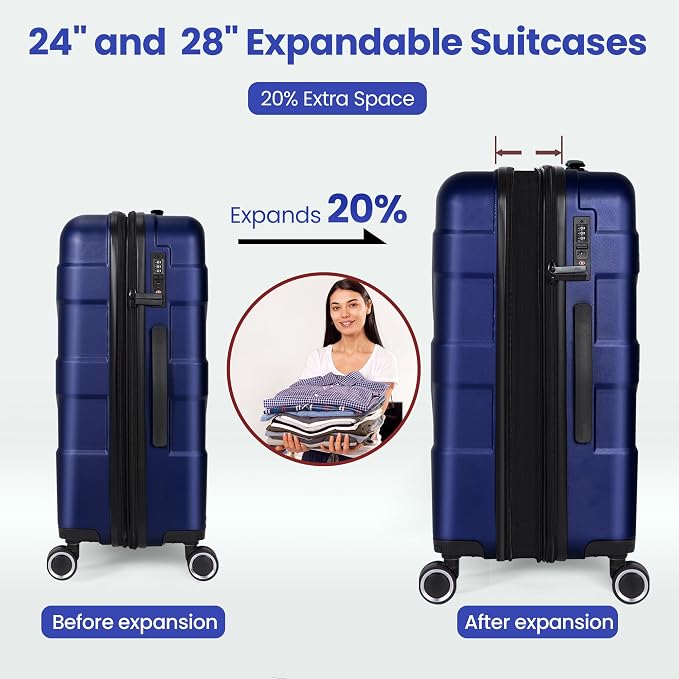 Luggage Sets 3 Piece with Spinner Wheel, Hardside Suitcase Set with TSA Lock - Image 4