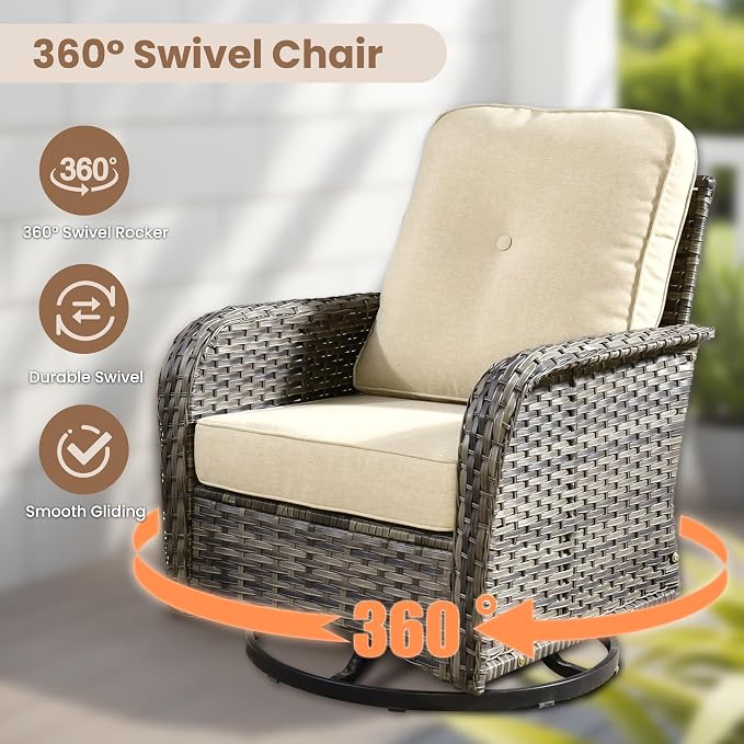 HOOOWOOO Patio Furniture Set, 3 Pieces Outdoor Conversation Set, All Weather - Image 2