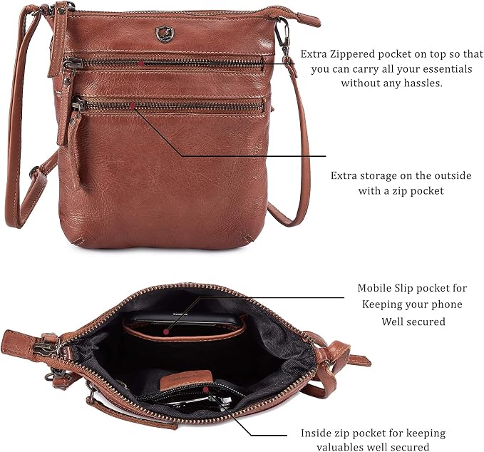 Crossbody Sling Bag for Women Small Real Leather Purse Vintage Travel Crossover - Image 2