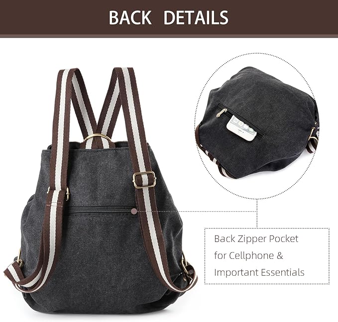 Goodhan WomCanvas Backpack Daypack Casual Shoulder Bag, Vintage Heavy-duty - Image 3