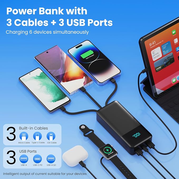 Portable Charger 50, 800mAh Power Bank, 25W PD QC 4.0 Fast Charging Portable - Image 3