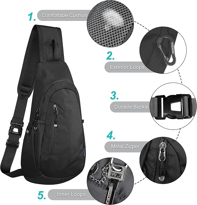 TITECOUGO Small Sling Bag, Lightweight Crossbody Backpack - Image 5