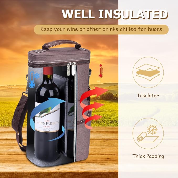 Tirrinia 2 Bottle Wine Gift Tote Carrier - Image 4