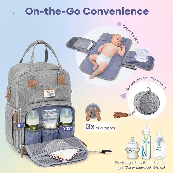 RUVALINO Diaper Bag Backpack, Large Capacity, Waterproof - Image 4
