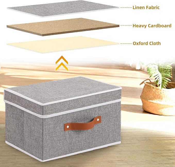 Fabric Storage Bins with Lids, Linen Foldable Clothes Boxes, Closet Organizer - Image 7