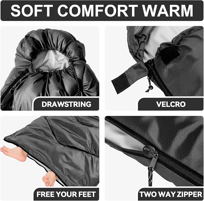 Sleeping Bags for Adults Cold Weather, Waterproof, Lightweight Camping Sleeping - Image 6