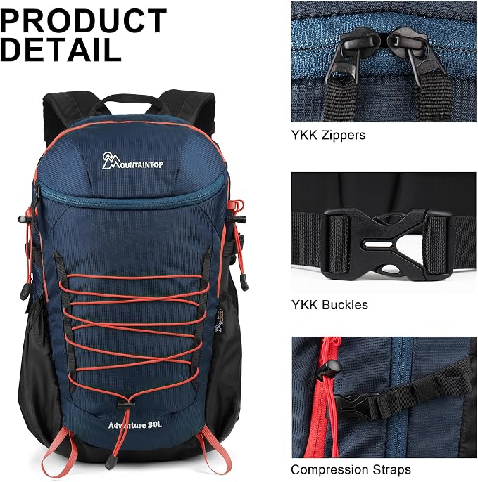 MOUNTAINTOP Hiking Backpack, 30L Camping Backpack, Men Women Hiking Daypack - Image 4