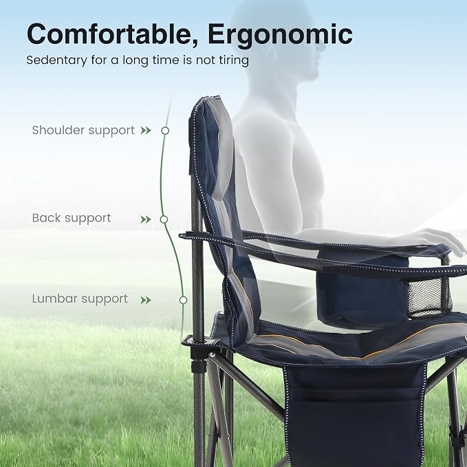 HIGH POINT SPORTS Oversized Portable Camping Folding Chair, Heavy Duty Portable - Image 7