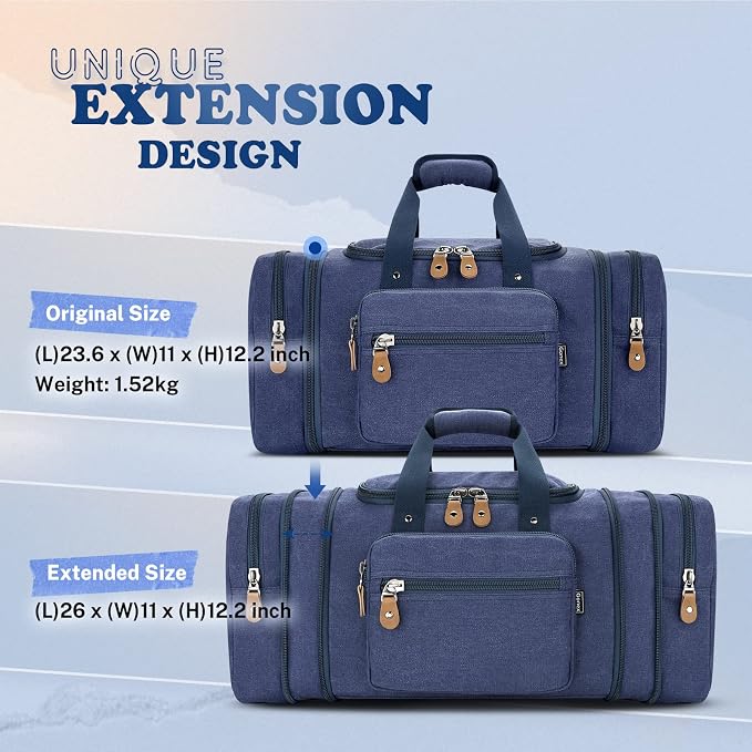 Gonex Canvas Duffle Bag for Travel 60L Expandable Duffel Weekend Overnight Bag - Image 9