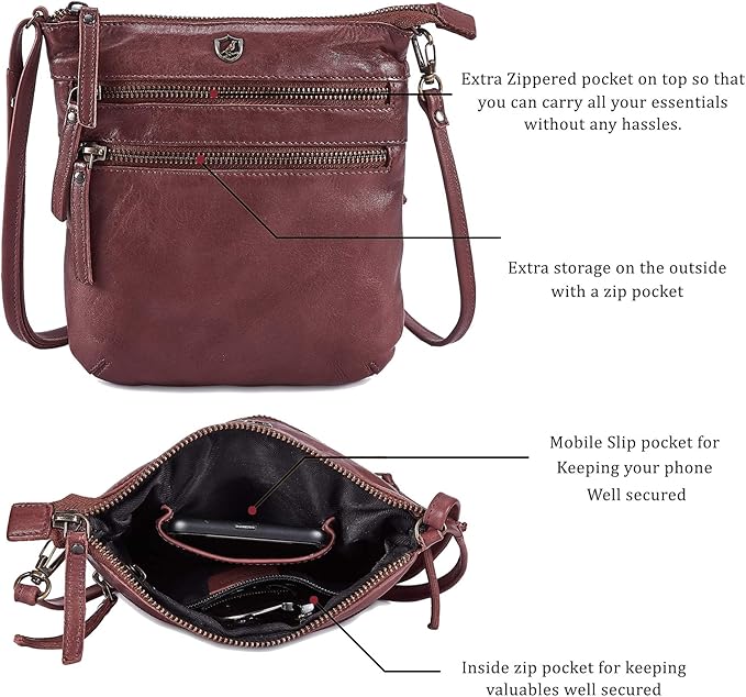 Crossbody Sling Bag for Women Small Real Leather Purse Vintage Travel Crossover - Image 2