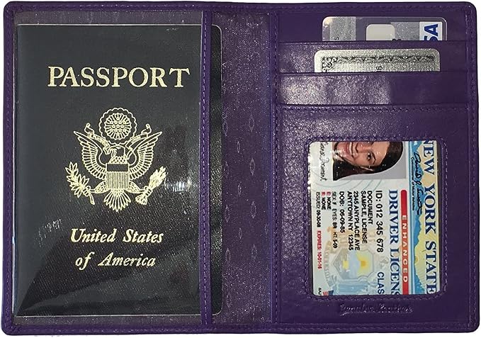 Personalized Monogrammed Dark Purple Leather RFID Passport Wallet - Image 5