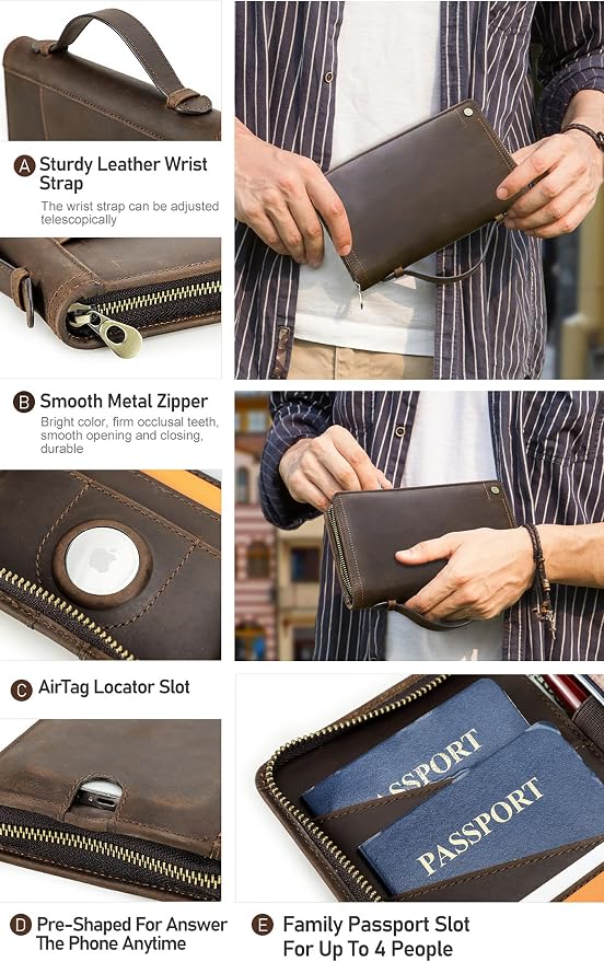 Top Grain Leather Travel Passport Wallet Holder Case - Image 6