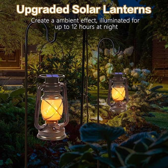 Solar Lanterns Outdoor Waterproof, 2 Pack Bronze Vintage Lanterns - Image 8