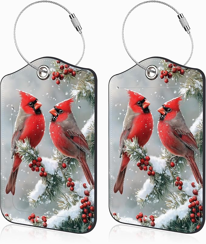 Red Cardinals on Snowy Branches Set of 2 Luggage Tags by Unknown