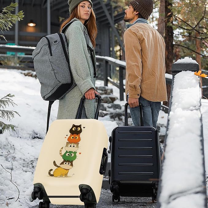 ANNA QUEEN Stacked Cute Cats Luggage Cover, Fun Cat Pile Design, Stretchable - Image 2
