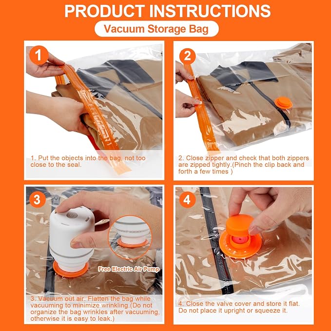 AGPTEK 12 Pack Vacuum Storage Bags Compression Storage Bags - Image 7