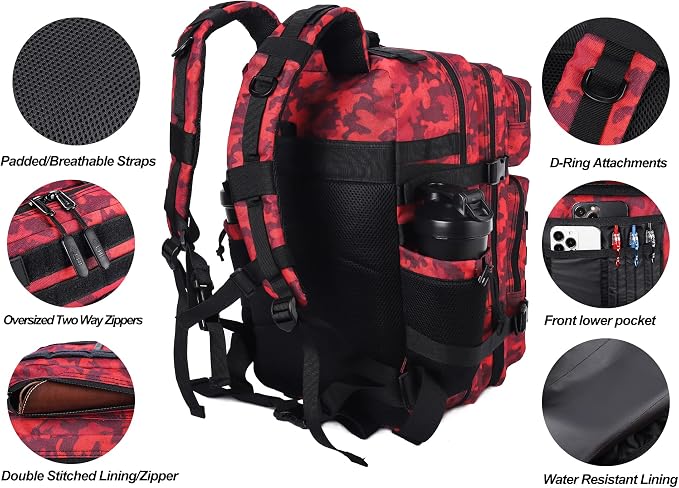 LHI Military Tactical Backpack for Men Molle Daypack 45L Army 3 Days Assault - Image 4