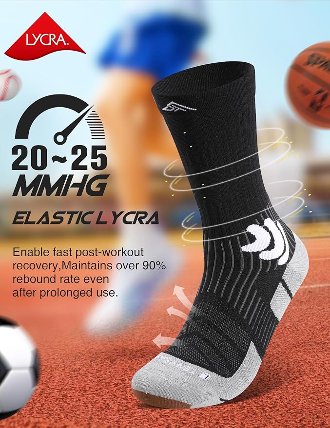 Men's Compression Running Socks: Coolmax Athletic Crew Socks Moisture Wicking - Image 3