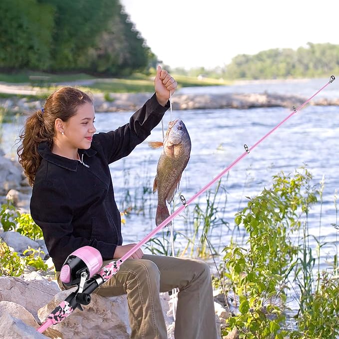 ODDSPRO Kids Fishing Pole Pink, Portable Telescopic Fishing Rod and Reel Combo - Image 6