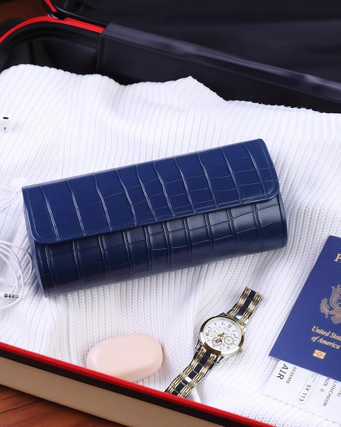 MR.OKAY 3 Watch Travel Case- Classic Leather Watch Case - Image 8