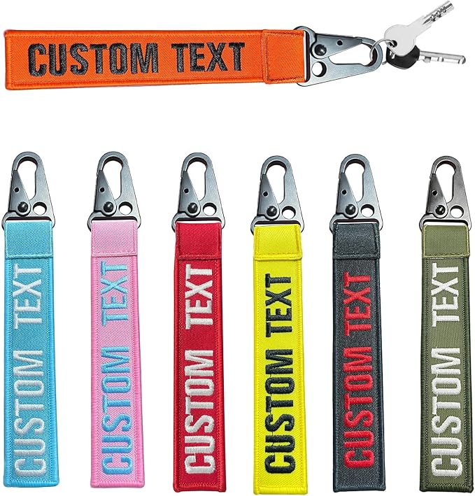 mvcen Personalized Embroidery Keychain, Custom Name Tag Personalized Text by mvcen