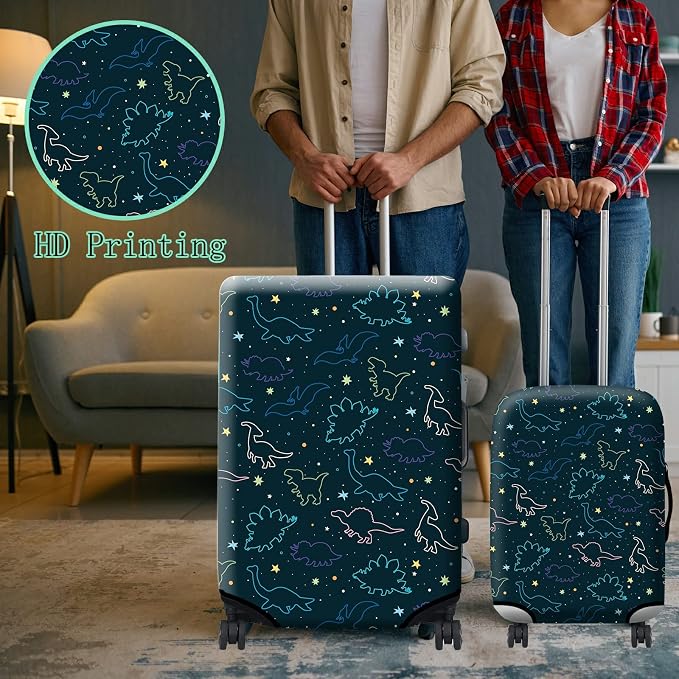 Luggage Cover Suitcase Protector Plus 1 Luggage Tag, Dinosaurs Space Travel - Image 6