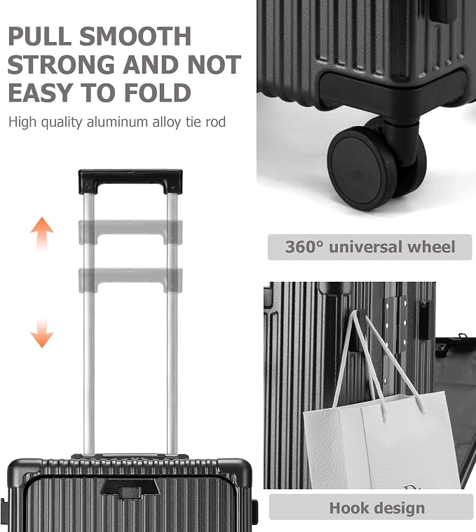 feilario 20in Aluminium Frame PC Hard Shell Spinner Wheels Luggage, Built-In - Image 6