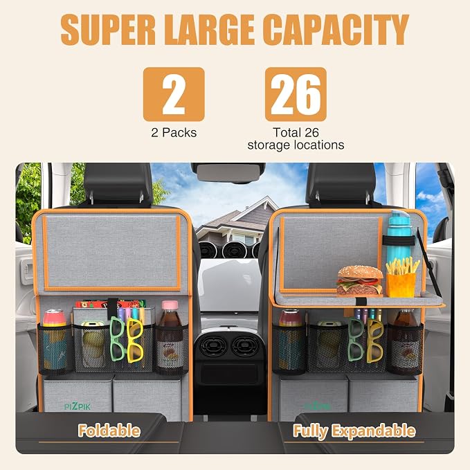 Car Backseat Organizer with Tablet Holder, 11 Storage Pockets with Foldable - Image 2