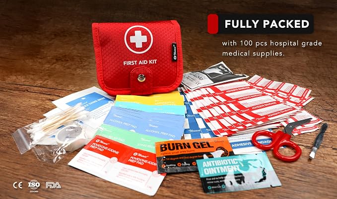 Small First Aid Kit, 100 Pieces Water-Resistant Well Organzied Pouch - Image 4