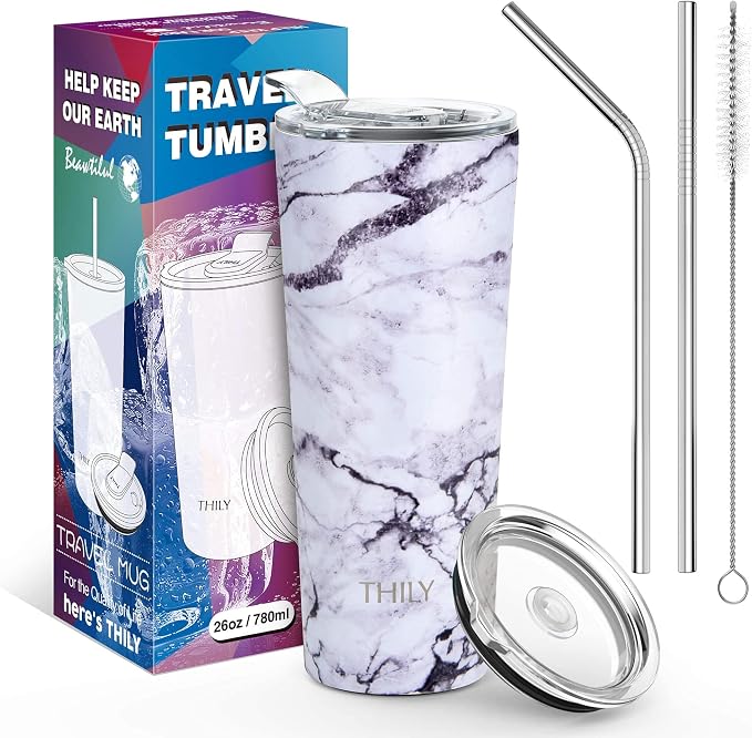 THILY Stainless Steel Vacuum Insulated Tumbler Travel Mug 26 oz Coffee Cup - Image 6