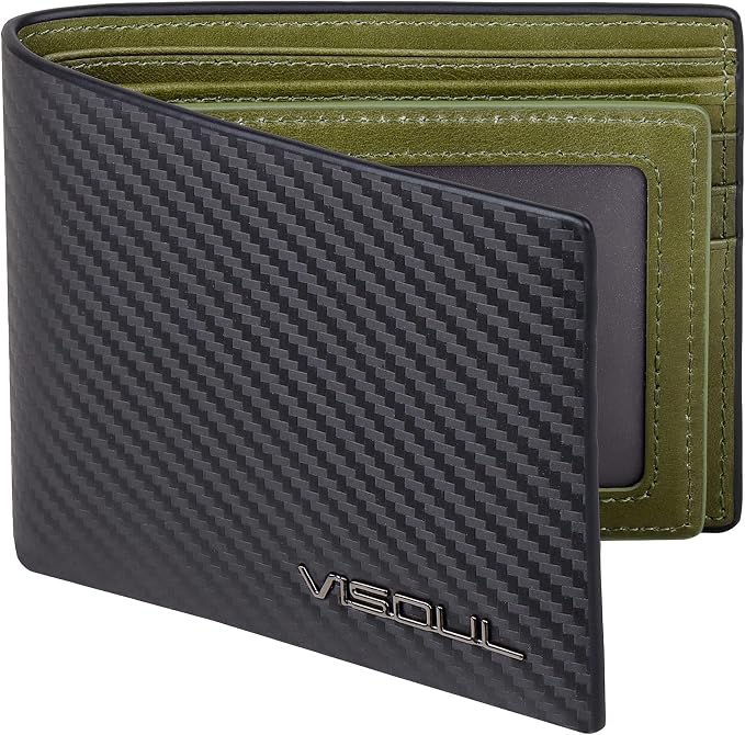 VISOUL Leather Mens Bifold RFID Blocking Wallet by VISOUL