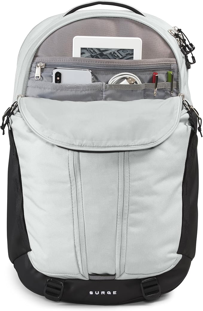 The North Face Surge Commuter Laptop Backpack, Tin Grey Dark Heather/TNF - Image 4