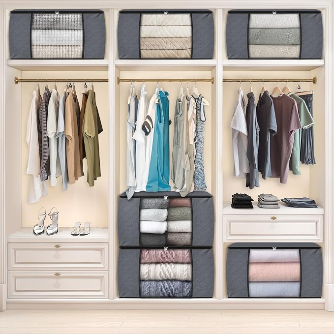 Fab totes 24 Gallons Clothes Storage, Foldable Thick Fabric Blanket Storage Bags - Image 6