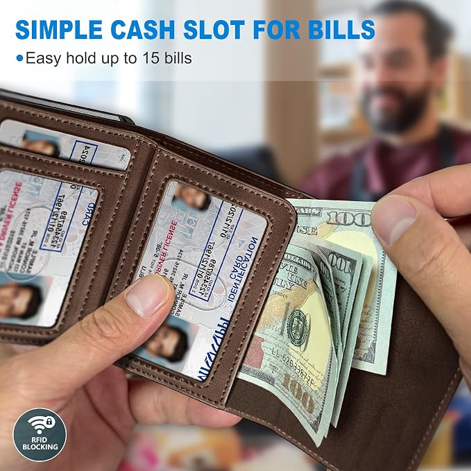 Wallet for Men, with Cash Pocket 2 ID Window 9-13 Cards, Metal Case Smart Slim - Image 4
