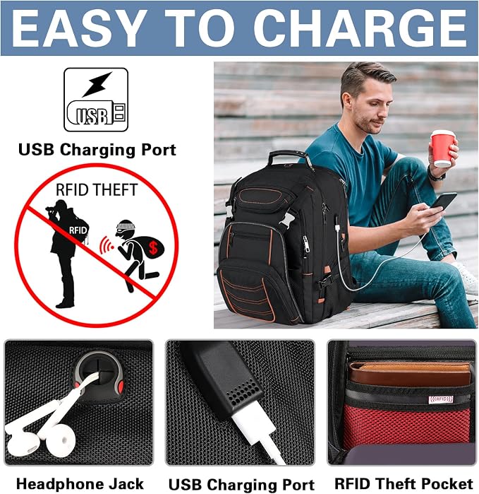 18.4 inch Laptop Backpack, Extra Large Travel Laptop Backpack - Image 4