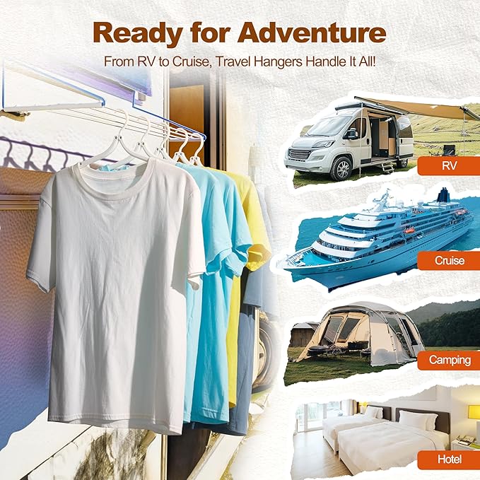 HOUSE DAY Foldable Travel Hangers 20 Pack w/10 Clips, Cruise Essentials 2025 - Image 3