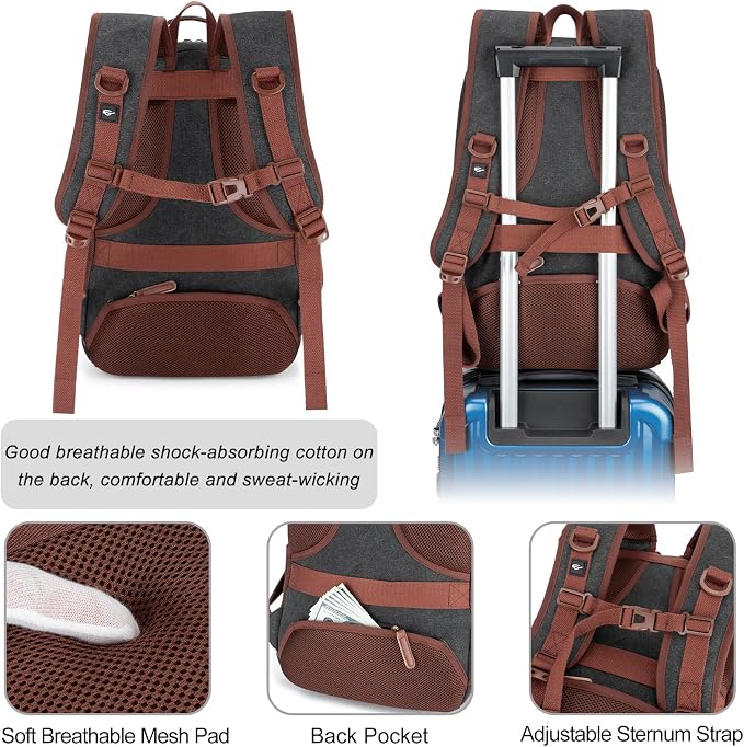 Tzowla Canvas Laptop College Backpack - Image 5
