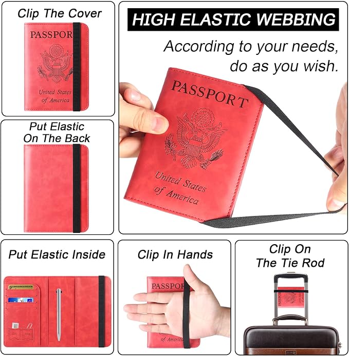 Passport Holder Cover Wallet Travel Essentials Leather Rfid Blocking Case - Image 3