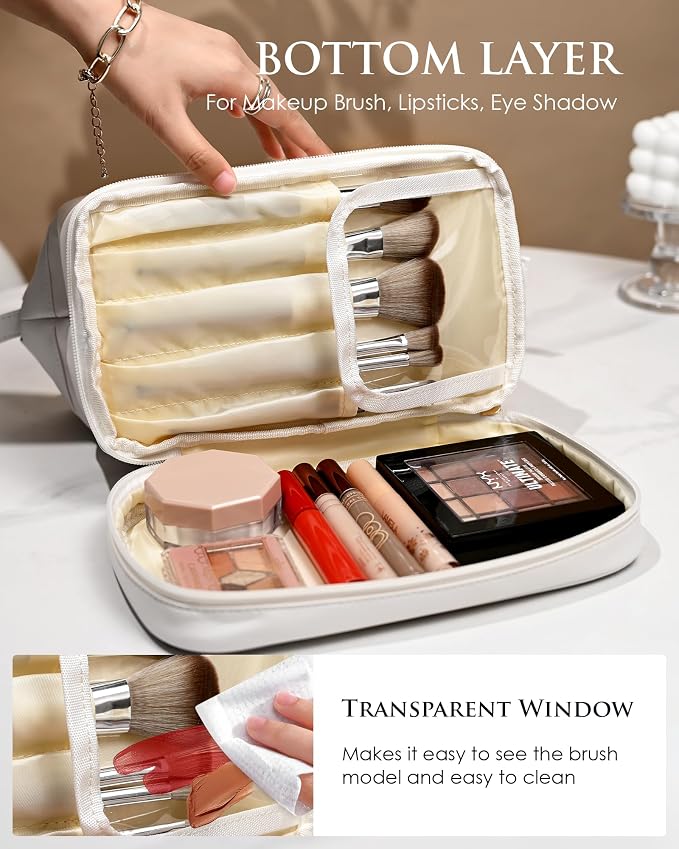 Gifts for Friends Female Mom, Initial Makeup Bag, Personalized Double Layer - Image 3