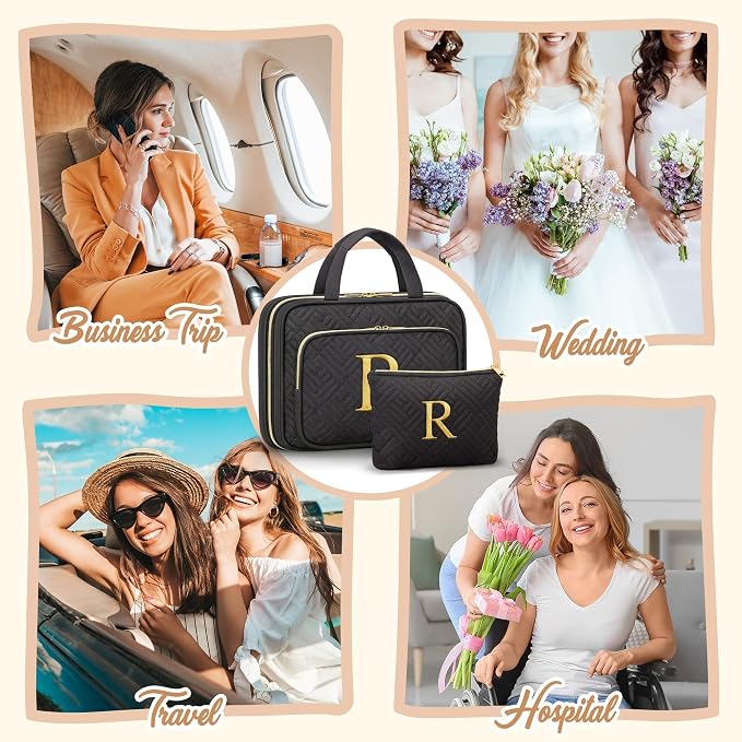 Personalized Gifts for Women, Initial Toiletry Bag Hanging Travel Organizer & - Image 7