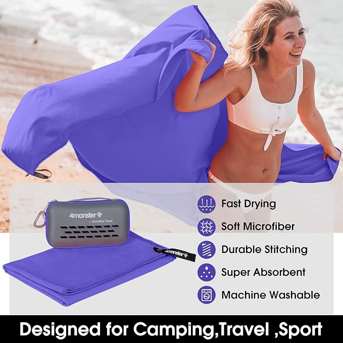 4Monster Camping Towels Super Absorbent, Fast Drying Microfiber Travel Towel - Image 2