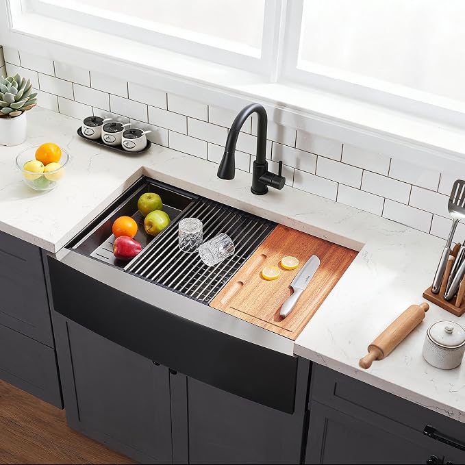 Black Farmhouse Sink 33 Inch - Image 2