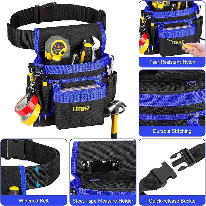 Tool Belt, Magnetic Tool Pouch, 14-Pockets Tool Belts - Image 6