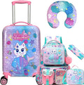 Cute Cat Kid’s Luggage Set 5 Piece Suitcase Set 16’’ Hardside Luggage by Unknown