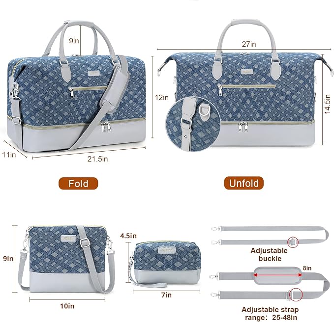 Weekender Bag for Women, Travel Duffel Bag Carry On Overnight Bag - Image 7